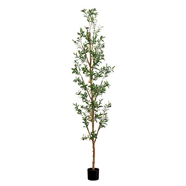 nearly natural 8-ft. Artificial Olive Tree with Natural Trunk Floor Decor