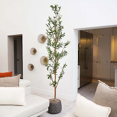 nearly natural 8-ft. Artificial Olive Tree with Natural Trunk Floor Decor