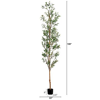 nearly natural 9-ft. Artificial Olive Tree with Natural Trunk Floor Decor