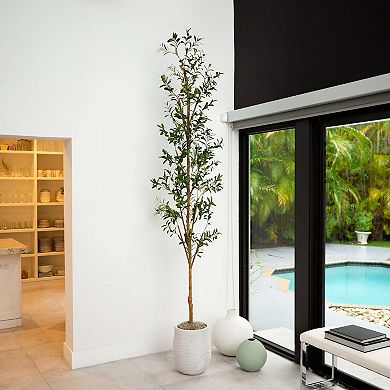 nearly natural 9-ft. Artificial Olive Tree with Natural Trunk Floor Decor