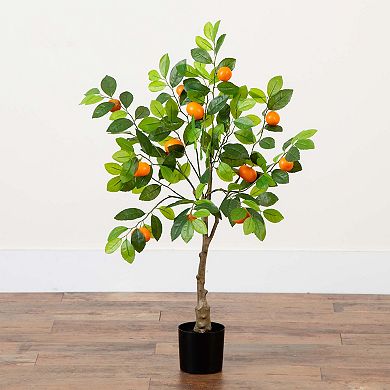 nearly natural 3-ft. Artificial Tangerine Tree Floor Decor