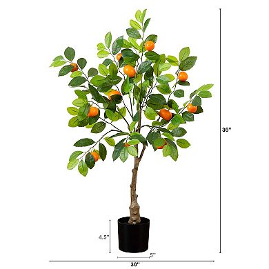 nearly natural 3-ft. Artificial Tangerine Tree Floor Decor