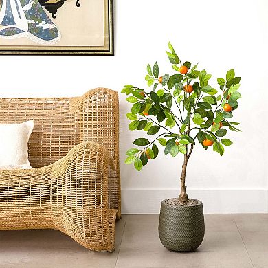 nearly natural 3-ft. Artificial Tangerine Tree Floor Decor