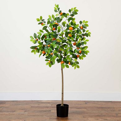 nearly natural 5-ft. Artificial Tangerine Tree Floor Decor