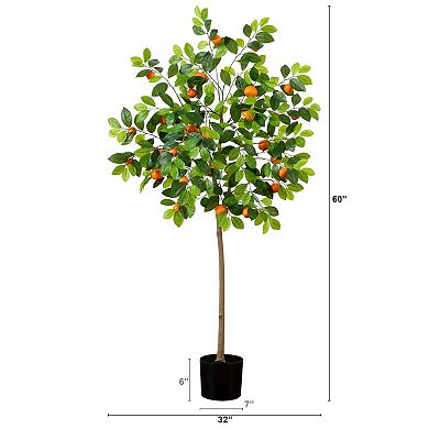 nearly natural 5-ft. Artificial Tangerine Tree Floor Decor