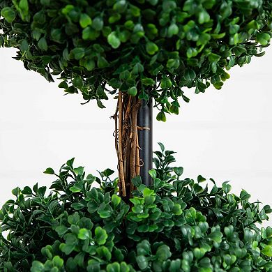 nearly natural 4-ft. Indoor / Outdoor Artificial Triple Ball Boxwood Topiary Tree Floor Decor