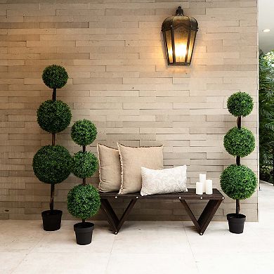 nearly natural 4-ft. Indoor / Outdoor Artificial Triple Ball Boxwood Topiary Tree Floor Decor