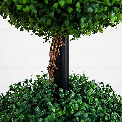 nearly natural 5-ft. Indoor / Outdoor Artificial Triple Ball Boxwood Topiary Tree Floor Decor