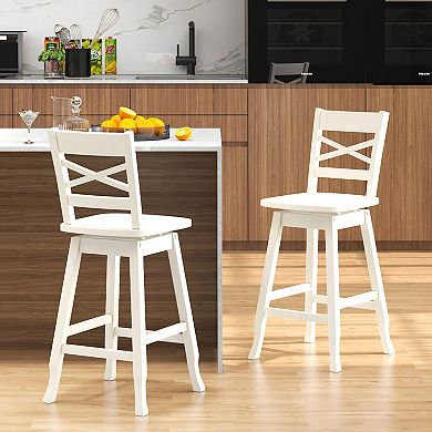 Swivel Bar Stool Set Of 2 With Inclined Backrest