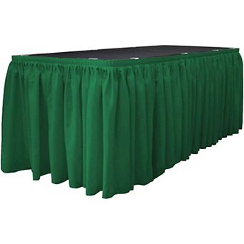 Polyester Poplin Table Skirt with 10 L-Clips, Pleated Banquet Table Cover for Wedding Buffet Table