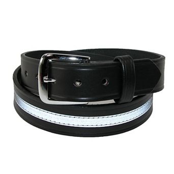 Boston Leather Men's Leather Work Belt With Reflective Safety Stripe