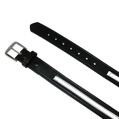 Boston Leather Men's Leather Work Belt With Reflective Safety Stripe
