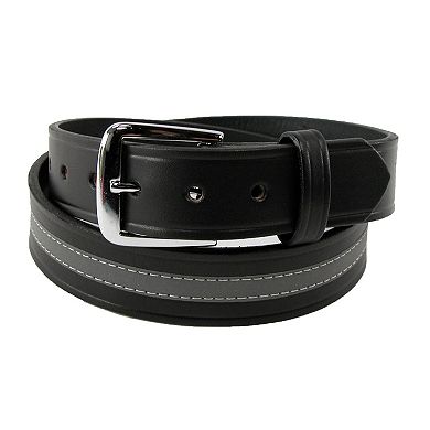 Boston Leather Men's Leather Work Belt With Reflective Safety Stripe