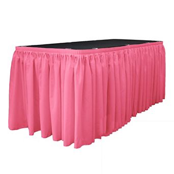 Pleated Polyester Table Skirt with Clips, Banquet Table Cover for Wedding Reception & Buffet Table