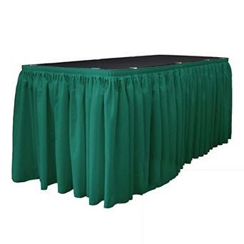 Pleated Polyester Table Skirt with Clips, Banquet Table Cover for Wedding Reception & Buffet Table