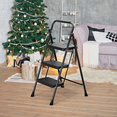 Portable Folding 4 Step Ladder Stool For Adults With Wide Anti-slip Pedal