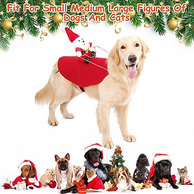 Winter Coat For Pets With Santa Claus Riding Design And Bell
