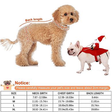 Winter Coat For Pets With Santa Claus Riding Design And Bell