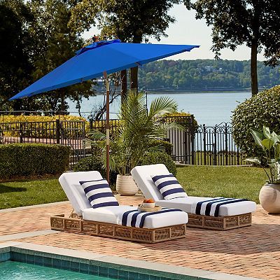 custom sunbrella patio umbrellas 10 FT Umbrella, 3 Tier Outdoor Table Umbrella with 8 Sturdy Glass Fiber Ribs and Push Button Tilt, Outdoor Patio for Market Pool Garden Backyard, 1.5