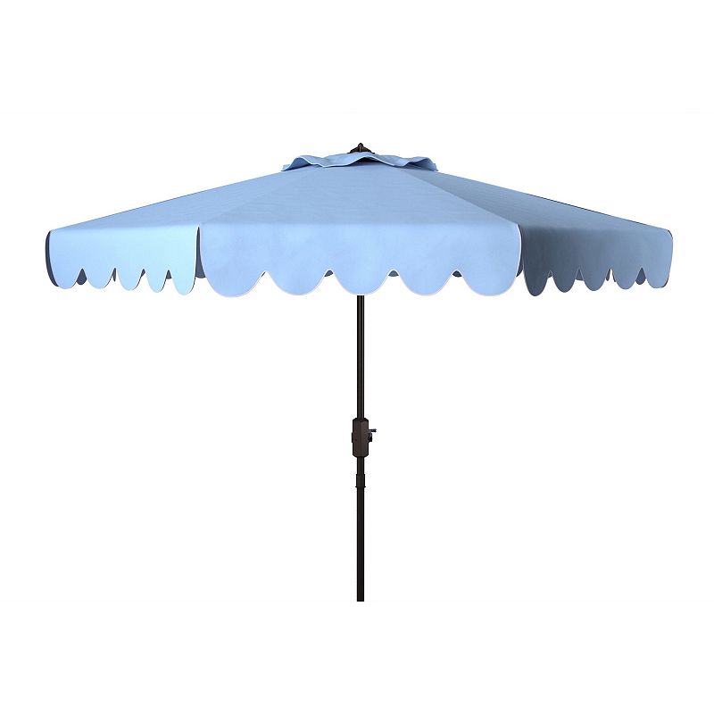 SAFAVIEH Outdoor Collection Venice 9-Foot Umbrella Baby Blue / White