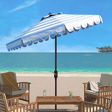 Safavieh 9-ft. Maui Single Scallop Striped Crank Push Button Tilt Patio Umbrella