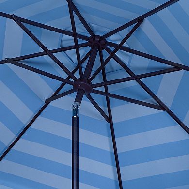 Safavieh 9-ft. Maui Single Scallop Striped Crank Push Button Tilt Patio Umbrella
