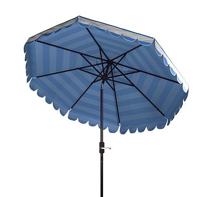 Safavieh 9-ft. Maui Single Scallop Striped Crank Push Button Tilt Patio Umbrella