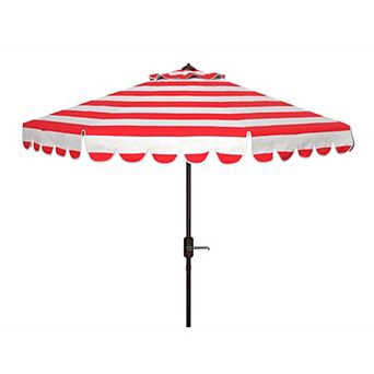 Safavieh 9-ft. Maui Single Scallop Striped Crank Push Button Tilt Patio Umbrella