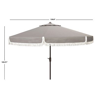 Safavieh Milan 11-ft. Fringe Round Crank Umbrella