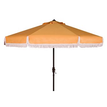 Safavieh Milan 11-ft. Fringe Round Crank Umbrella