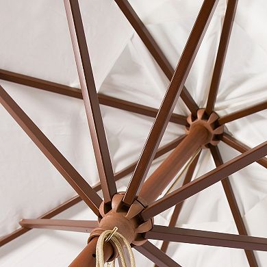 Safavieh 11-ft. Cannes Wooden Pulley Market Patio Umbrella