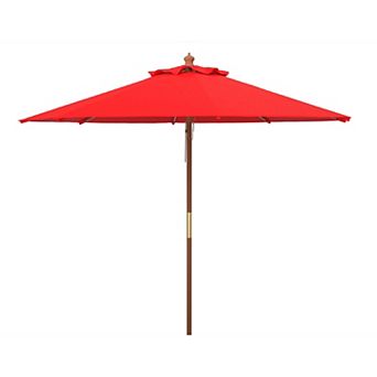 Safavieh 11-ft. Cannes Wooden Pulley Market Patio Umbrella