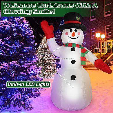 Snowman Inflatable Christmas Décor With Led Lights, White, 7.9 Ft, Quick Inflation Outdoor Decor