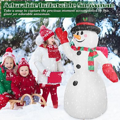 Snowman Inflatable Christmas Décor With Led Lights, White, 7.9 Ft, Quick Inflation Outdoor Decor