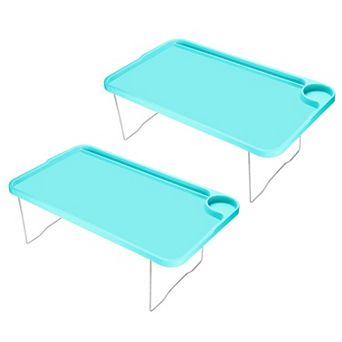 Breakfast Tray Table With Folding Legs Laptop Snack Desk For Eating, 2 Pack