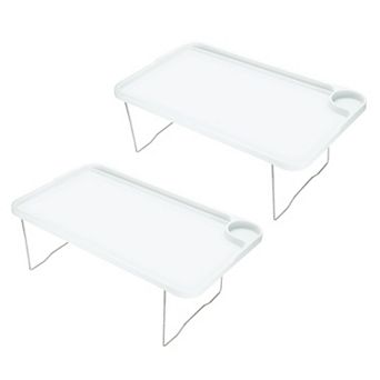 Breakfast Tray Table With Folding Legs Laptop Snack Desk For Eating, 2 Pack