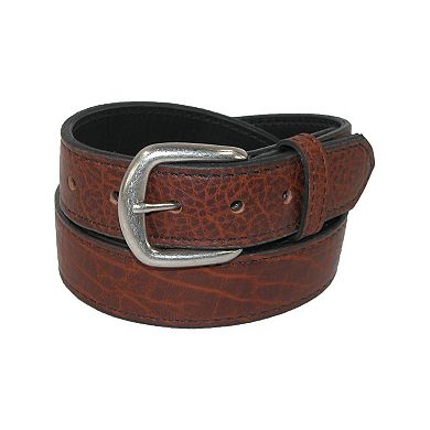 Boston Leather Men's Big & Tall Bison Leather Belt with Removable Buckle