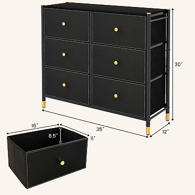 Floor Dresser Storage Organizer With Drawers With Fabric Bins And Metal Frame