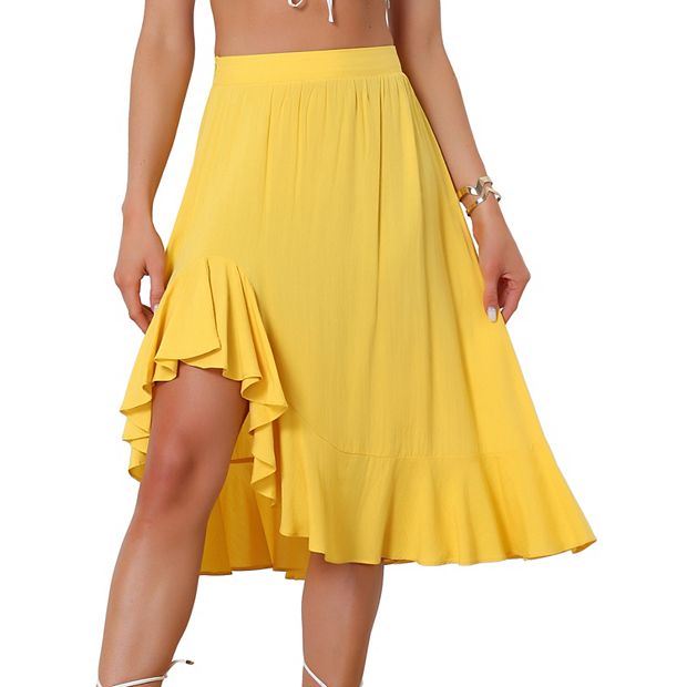 Ruffle hem yellow skirt top