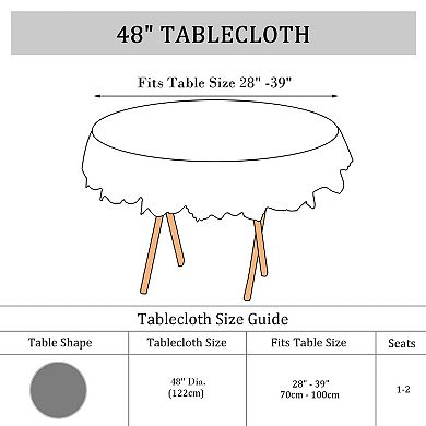 Linen Embroidered Round Tablecloth Table Cover 48" Dia. Waterproof