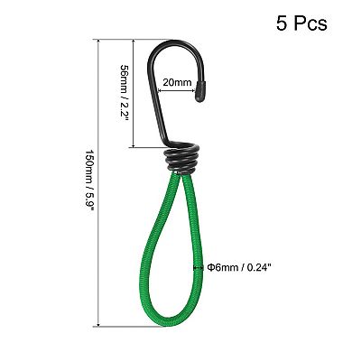 6 Inch Elastic Cords With Hook Fixed Straps For Camping Tent Canopy 5 Pack