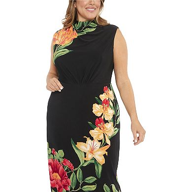 Plus Size London Times Ruched Waist Maxi Dress