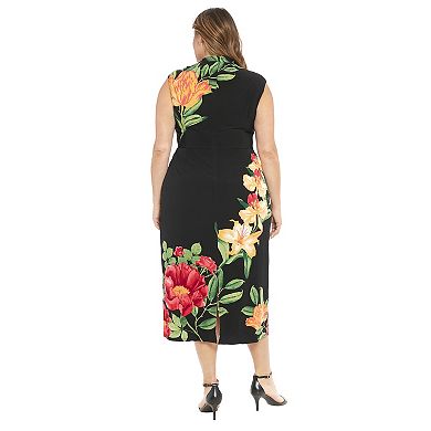 Plus Size London Times Ruched Waist Maxi Dress