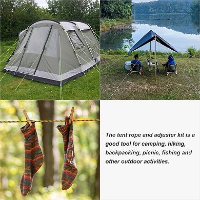 19.7ft 4mm Reflective Camping Guyline Rope 4pcs With Cord Adjusters 4pcs