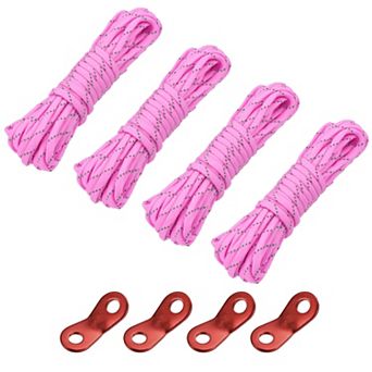 19.7ft 4mm Reflective Camping Guyline Rope 4 pc With Cord Adjusters 4 pc