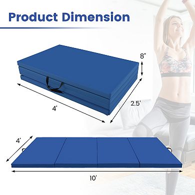4-panel Pu Leather Folding Exercise Mat With Carrying Handles