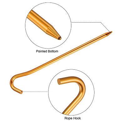 7.2" Aluminum Camping Tent Stakes With Hook 6pcs And Storage Bag 1 Set