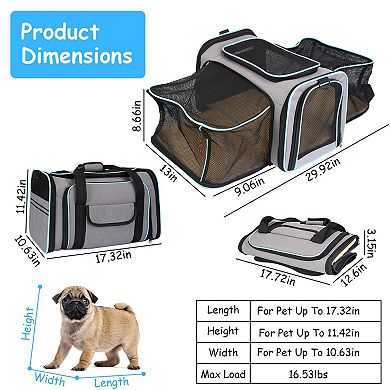 Grey, Expandable Airline-approved Pet Carrier With Removable Fleece Pad