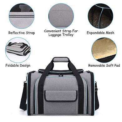 Grey, Expandable Airline-approved Pet Carrier With Removable Fleece Pad