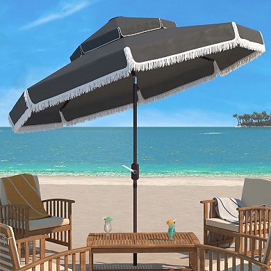 Safavieh Milan Fringe 9-ft. Double Top Crank Umbrella
